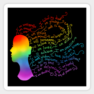 Rainbow Hair Positive Affirmation Silhouette Magnet